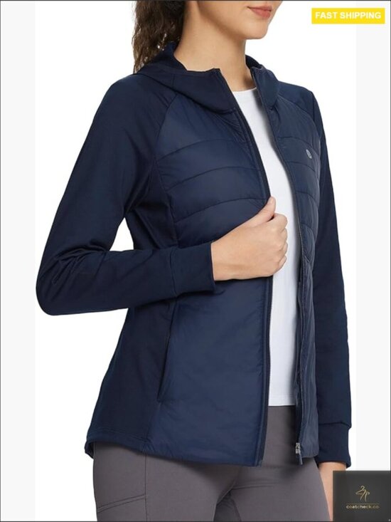 Jackets & Blazers - Women's Running Winter Jacket Hooded Lightweight Insulated Puffer Zip Pockets
